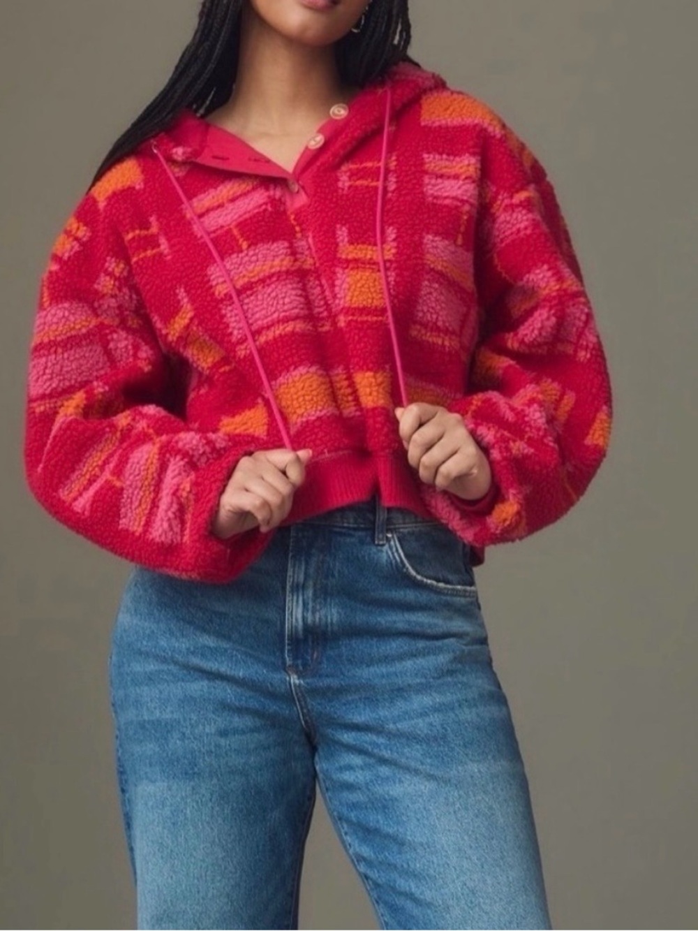 Anthropologie Porridge Quinn Sherpa Fleece Hoodie